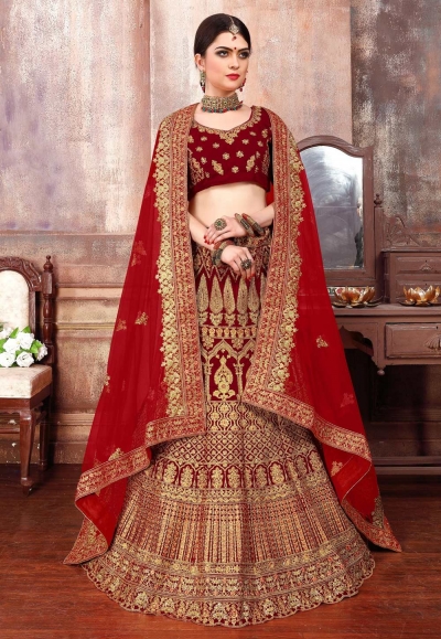 maroon velvet lehenga choli 1067