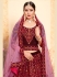 maroon satin circular lehenga choli 1604