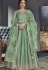 green shade tussar silk embroidered long anarkali suit 701