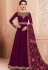 wine georgette long embroidered anarkali suit 8123