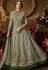 green shade net satin embroidered lehenga style suit 11062