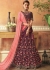 Wine color tafetta silk Indian wedding lehenga choli 7803