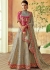 Grey and pink brocade silk Indian wedding lehenga choli 7806