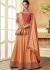 Peach brocade silk Indian wedding lehenga choli 7810