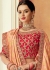 Peach brocade silk Indian wedding lehenga choli 7810