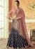 Blue and pink tafetta silk Indian wedding lehenga choli 7817