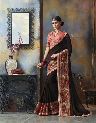 Party wear indian wedding designer saree 6710
