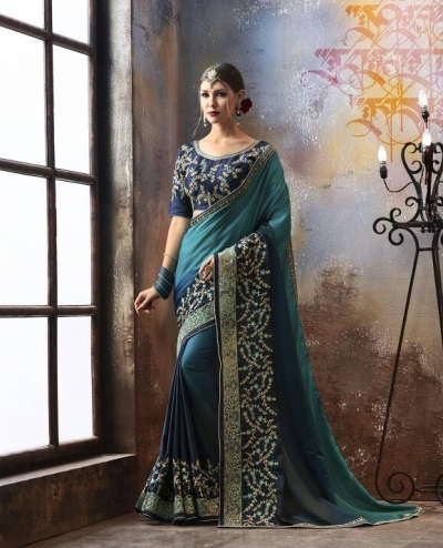 Party wear indian wedding designer saree 6707