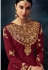 maroon georgette embroidered floor length anarkali suit 7081