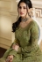 green satin georgette embroidered sharara style pakistani suit 4051