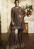 brown satin georgette embroidered sharara style pakistani suit 4050
