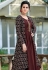 brown shade silk digital printed jacket style long gown 9011