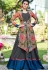 grey blue silk digital printed jacket style gown 9009