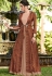 beige linen satin party wear long gown 9003