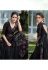 black organza party wear printed long gown 9001