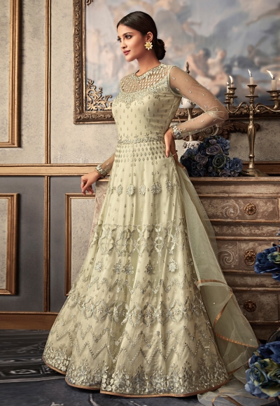 beige net long anarkali suit 15032