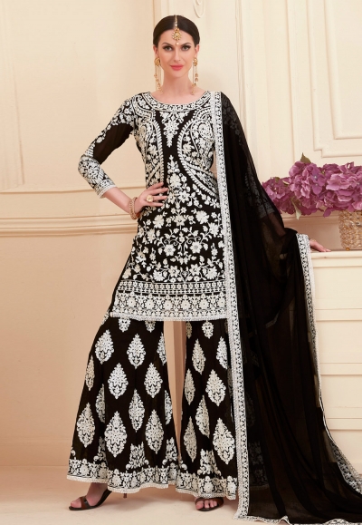 black georgette pakistani style suit 28004