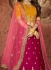 Pink mustard embroidered a line wedding lehenga 13236