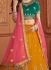 Green mustard embroidered a line wedding lehenga 13237