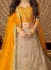 Beige yellow embroidered a line wedding lehenga 13240