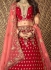 Red embroidered a line wedding lehenga 13242