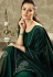 green flower printed lycra saree with raw silk blouse 10721