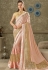 pink embroidered lycra saree with brocade blouse 10720