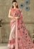 pink flower printed lycra saree with dupion silk blouse 10718