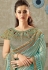 sky blue embroidered lycra net saree with brocade blouse 10716