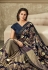 blue printed lycra saree with raw silk blouse 10715