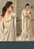 cream embroidered lycra saree with dupion silk blouse 10714