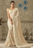 cream embroidered lycra saree with dupion silk blouse 10714