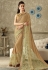 beige embroidered lycra saree with dupion silk blouse 10709