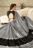 grey black embroidered lycra saree with raw silk blouse 10706