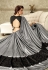 grey black embroidered lycra saree with raw silk blouse 10706