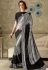 grey black embroidered lycra saree with raw silk blouse 10706