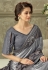 grey embroidered lycra saree with raw silk blouse 10704
