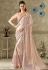 pink embroidered lycra net saree with raw silk blouse 10703