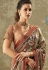 brown printed lycra saree with art silk blouse 10702