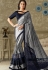 grey blue embroidered lycra saree with dupion silk blouse 10701