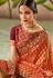 multi color silk embroidery saree with raw silk blouse 13116