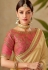 beige pink silk embroidery saree with raw silk blouse 13114
