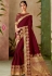 maroon silk embroidery saree with raw silk blouse 13112