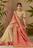 orange and beige silk embroidery saree with raw silk blouse 13110