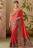 orange dual tone silk embroidery saree with raw silk blouse 13106
