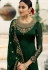 dark green satin georgette embroidered sharara style pakistani suit 16206