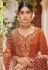 orange elegant silk embroidered palazzo style pakistani suit 704