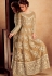 beige silk net resham embroidered long anarkali suit 39004