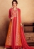 pink orange silk net long embroidered jacket style anarkali suit 39002