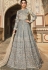 grey tafetta silk front slit lehenga style anarkali suit 5303